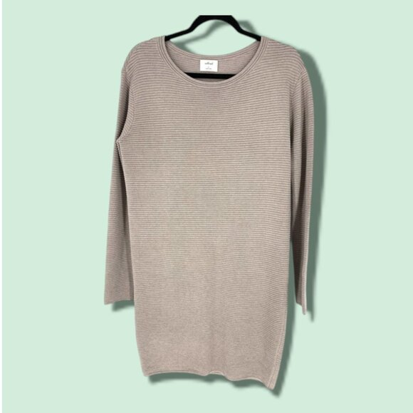 Aritzia Wilfred sz M-L Campanule Silk Cashmere Cotton Sweater Dress Grey Beige - Picture 12 of 15